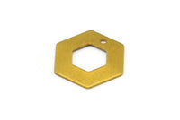 Brass Hexagon Charm, 12 Raw Brass Hexagon Charms (20x0.80mm) D0120