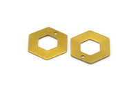 Brass Hexagon Charm, 12 Raw Brass Hexagon Charms (20x0.80mm) D0120