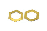 Brass Hexagon Charm, 10 Raw Brass Hexagon Stamping Blank with 1 Hole  (30x0.80mm)   D0124
