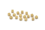 Square Cube Beads, 100 Raw Brass Cube Blanks (3x3mm) D0147