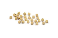 Square Cube Beads, 100 Raw Brass Cube Blanks (3x3mm) D0147