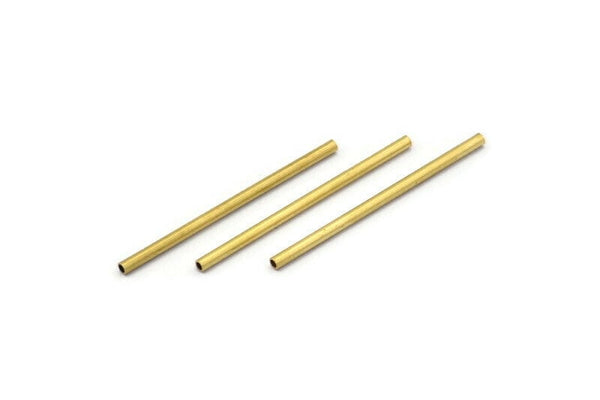 Brass Tube Beads - 50 Raw Brass Tube Beads (1.5x30mm) D0200
