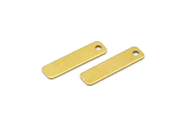 Brass Geometric Connector, 100 Raw Brass Rectangle Tag, Geometric Findings  (15x4mm)   D0209