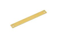 Brass Rectangle Bar, 10 Raw Brass Bracelet Blanks With 2 Holes (9x80x0.80mm) D0188