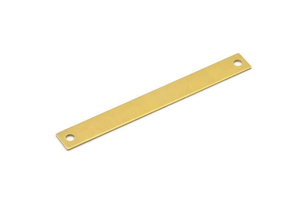 Brass Rectangle Bar, 10 Raw Brass Bracelet Blanks With 2 Holes (9x80x0.80mm) D0188