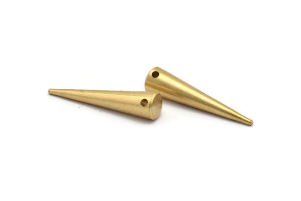 10 Raw Brass Spike Tribal Pendant (30x7mm)  A0767