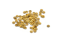 Round Brass Disk, 500 Raw Brass Round Discs, Middle Hole Connectors, Bead Caps, Findings (3mm) A0436