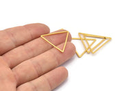 Gold Triangle Charm, 6 Gold Plated Brass Open Triangle Ring Charms (27x1.2mm) D0111 Q0465