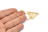 Gold Triangle Charm, 6 Gold Plated Brass Open Triangle Ring Charms (27x1.2mm) D0111 Q0465