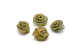 Brass Rose Charm, 10 Raw Brass Wire Mesh Folded Rose Sculpture 14mm D0019--c047