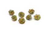 Brass Rose Charm, 10 Raw Brass Wire Mesh Folded Rose Sculpture 14mm D0019--c047
