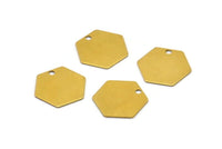 Brass Honeycomb Pendant, 50 Raw Brass Hexagon Stamping Blank Tag, Charms (12mm) Brs 4090d A0157