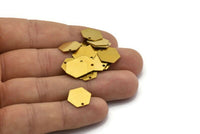 Brass Honeycomb Pendant, 50 Raw Brass Hexagon Stamping Blank Tag, Charms (12mm) Brs 4090d A0157