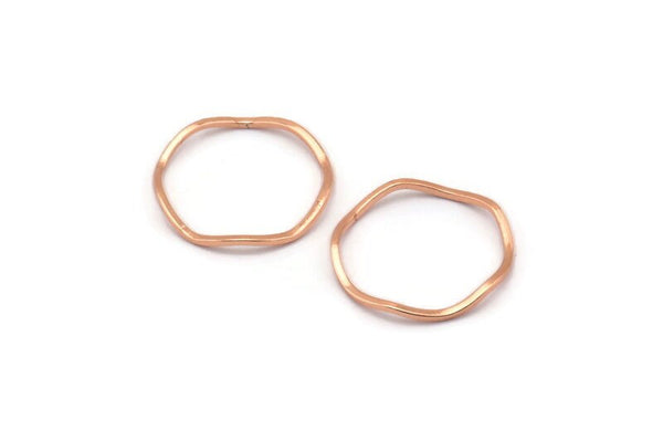 Rose Gold Circle Rings, 24 Rose Gold Lacquer Plated Brass Wavy Circle Rings, Charms (15.5x0.80mm) BS 1756 Q0444