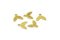 Brass Leaf Charm, 50 Raw Brass Leaf Charms  (9x9.5mm)  A0500