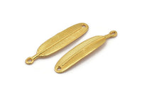 Gold Amazon Leaf, 2 Gold Plated Brass Leaf Connector Charms, Tribal Pendants With 2 Holes (43x9.5mm) N0370 Q0456