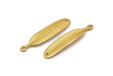 Gold Amazon Leaf, 2 Gold Plated Brass Leaf Connector Charms, Tribal Pendants With 2 Holes (43x9.5mm) N0370 Q0456