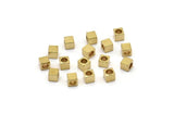 100 Raw Brass Tiny Square Cube Beads (3mm) Bs 1146 N0548