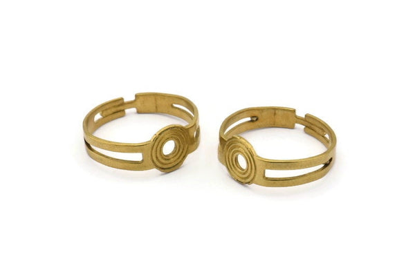 Brass Ring Setting - 20 Raw Brass Adjustable Ring Settings - (18mm) Mn50