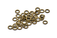 6mm Jump Ring - 100 Antique Brass Round Jump Rings Connectors Findings (6x1.2mm) R-05 ( A0329 )