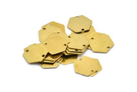 Brass Hexagon Tag,50 Raw Brass Hexagon Stamping Blank Tag Connector (12mm) A0794
