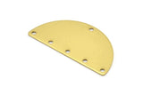 Brass Circle Blank, 12 Raw Brass Semi Circle Blanks 6 Holes (40x20x0.80mm) A0942
