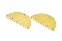 Brass Circle Blank, 12 Raw Brass Semi Circle Blanks 6 Holes (40x20x0.80mm) A0942