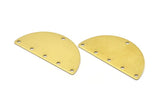 Brass Circle Blank, 12 Raw Brass Semi Circle Blanks 6 Holes (40x20x0.80mm) A0942