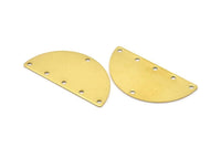 Brass Circle Blank, 12 Raw Brass Semi Circle Blanks 6 Holes (40x20x0.80mm) A0942