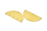 Brass Circle Blank, 12 Raw Brass Semi Circle Blanks 6 Holes (40x20x0.80mm) A0942