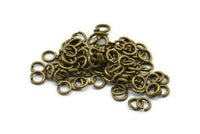 4mm Jump Ring - 100 Antique Brass Round Jump Rings Connectors Findings (4x0.70mm) R-08 ( A0339 )