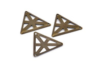 Antique Bronze Triangle, 20 Antique Bronze Triangle Pendants with 2 Holes (22x25mm) Pen 3022 K208