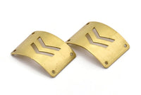 Brass Bracelet Blank, 10 Raw Brass Bracelet Blanks With Chevrons With 4 Holes (28x21x0.80mm) Brass 2821-1 (b0050)