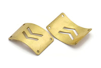 Brass Bracelet Blank, 10 Raw Brass Bracelet Blanks With Chevrons With 4 Holes (28x21x0.80mm) Brass 2821-1 (b0050)