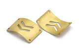 Brass Bracelet Blank, 10 Raw Brass Bracelet Blanks With Chevrons With 4 Holes (28x21x0.80mm) Brass 2821-1 (b0050)