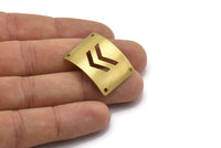 Brass Bracelet Blank, 10 Raw Brass Bracelet Blanks With Chevrons With 4 Holes (28x21x0.80mm) Brass 2821-1 (b0050)