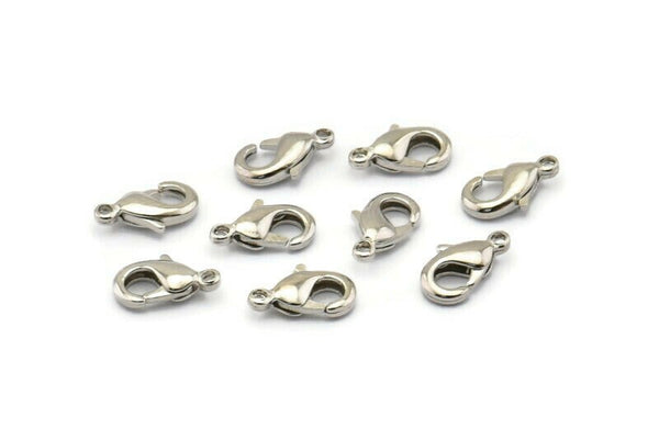 Silver Parrot Clasp, 50 Silver Brass Nickel Free Brass Clasps, Findings (10mm) B0068