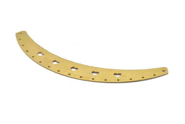 Heart Brass Choker - 3 Raw Brass Choker Findings with 17 Holes (140mm) A0039
