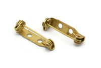Brass Brooch Pin, 20 Raw Brass Brooch Pin Back Base Safety Pins With 2 Holes (21mm) A0421