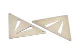 Brass Triangle Pendant, 10 Nickel Free Plated Silver Tone Triangle Brass Pendant With 2 Holes (45x35x35mm) Nfb 3091v D0356