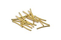 Raw Brass Tube, 100 Raw Brass Curved Tubes (1.5x20mm) D0279