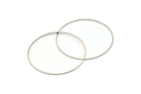 40mm Silver Rings - 24 Silver Brass Circle Connectors (40x0.8mm) D0392