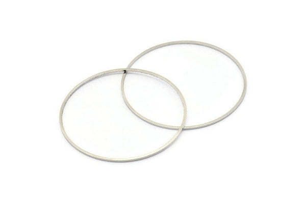 40mm Silver Rings - 24 Silver Brass Circle Connectors (40x0.8mm) D0392