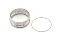 40mm Silver Rings - 24 Silver Brass Circle Connectors (40x0.8mm) D0392