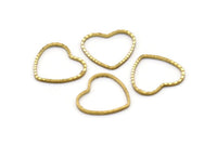 Heart Open Pendant,  24 Cutting Raw Brass Heart Connector  (13x14.3mm)    D0343