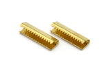 Brass Ribbon Crimp, 20 Raw Brass Ribbon Crimp Ends Without Loop, Findings (6x19mm)    D0342