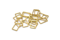 Open Rectangle Connector, 50 Raw Brass Rectangle Connectors, Charm (9x13x0.8mm) D0327