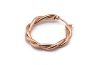 Hoop Earrings, 2 Rose Gold Plated Copper, Twisted Hoop Earrings, Rose Gold Earrings (42mm) Q0982