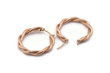 Hoop Earrings, 2 Rose Gold Plated Copper, Twisted Hoop Earrings, Rose Gold Earrings (42mm) Q0982