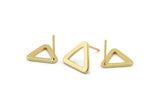 Gold Triangle Earring, 6 Gold Plated Brass Triangle Earring Posts, Pendants, Findings (11.5x13mm) E352 Q0522